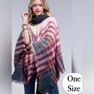 BEAUTIFUL KANSAS RUGGINE TURTLENECK PONCHO